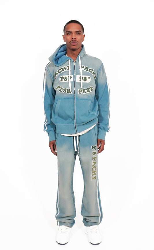 "WHACKY" Blue Zip-Up Hoodie