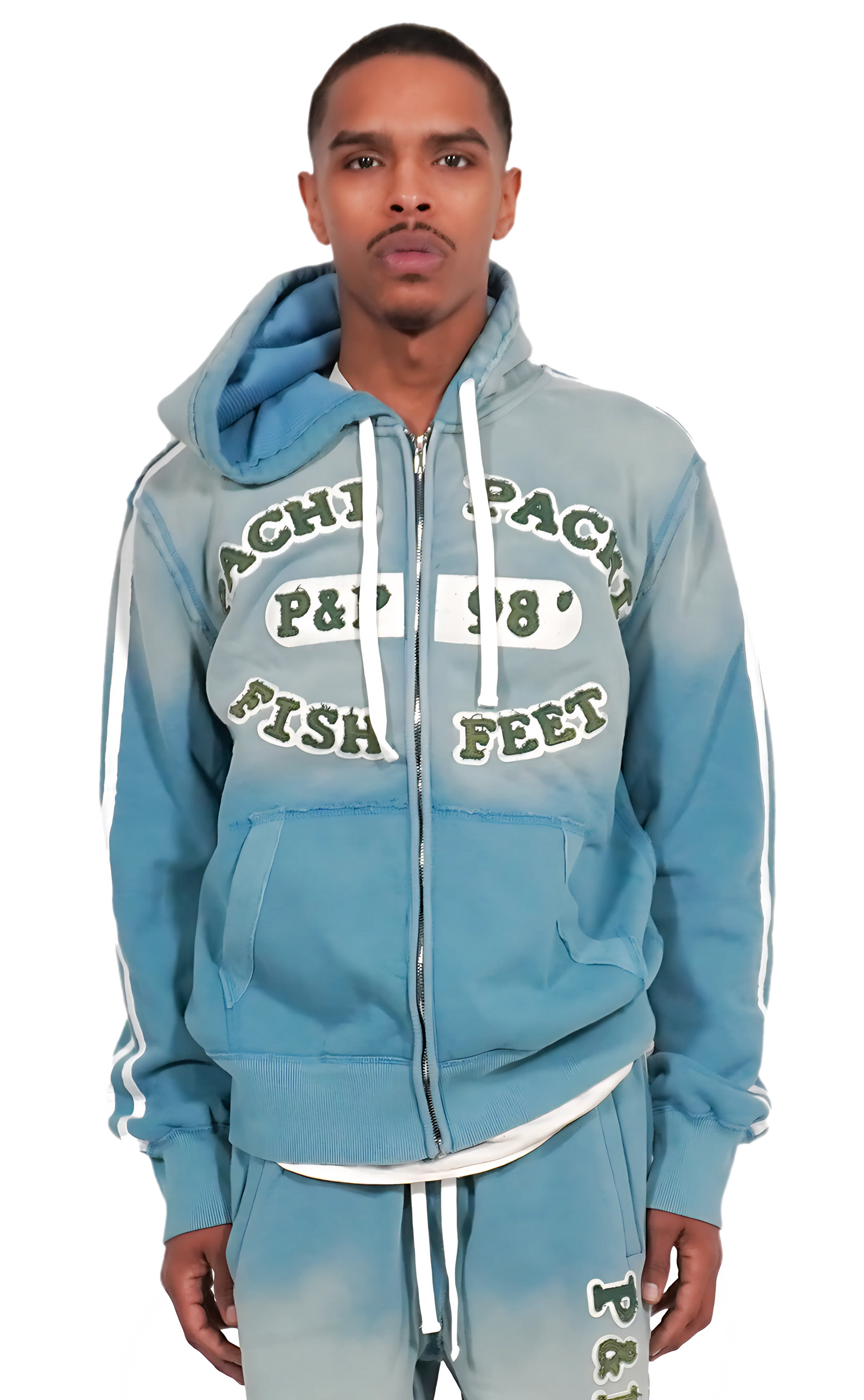 "WHACKY" Blue Zip-Up Hoodie